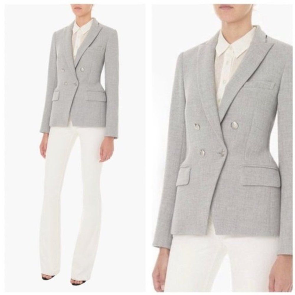 Veronica Beard Grey Daytona Double Breasted Dickey Blazer Jacket - Size 8